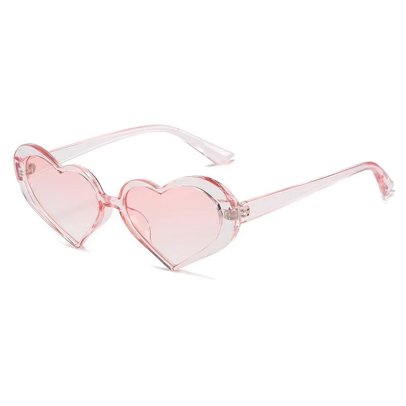 clear pink heart cateye frame techno glasses
