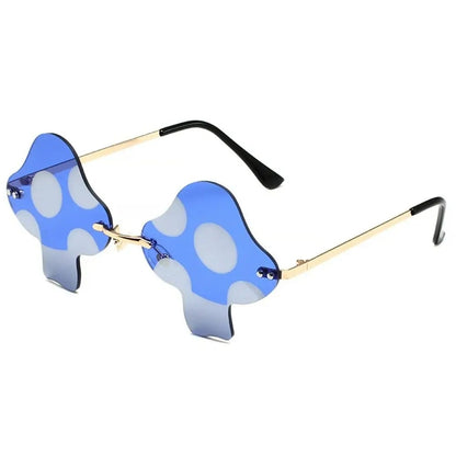 blue mashroom shaped frame techno sunglasses