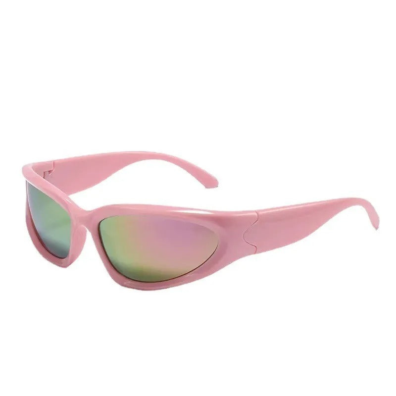 pink oval frame with pink lens techno sunglasses