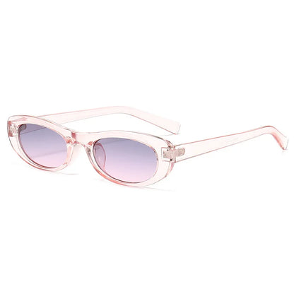 side view light pink oval frame with graded pink lens for techno sunglasses