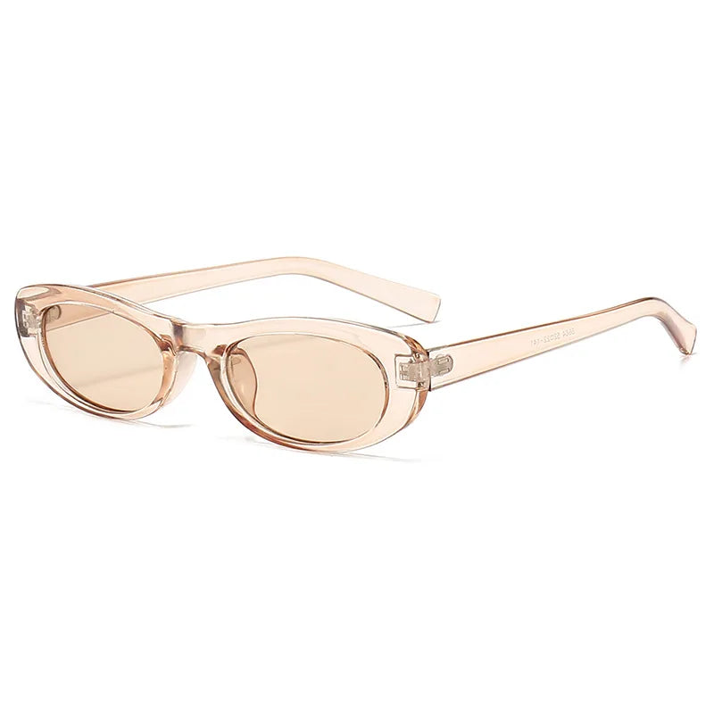 side view champagne oval frame with champagne lens for techno sunglasses