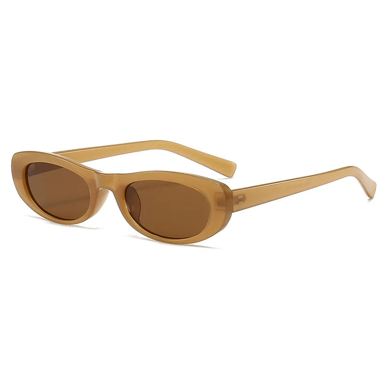 side view Brown oval frame with brown lens for techno sunglasses