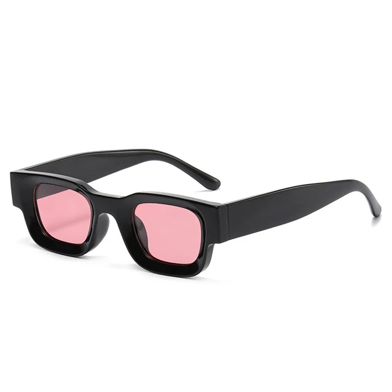 black rounded frame with pink lens techno festival sunglasses