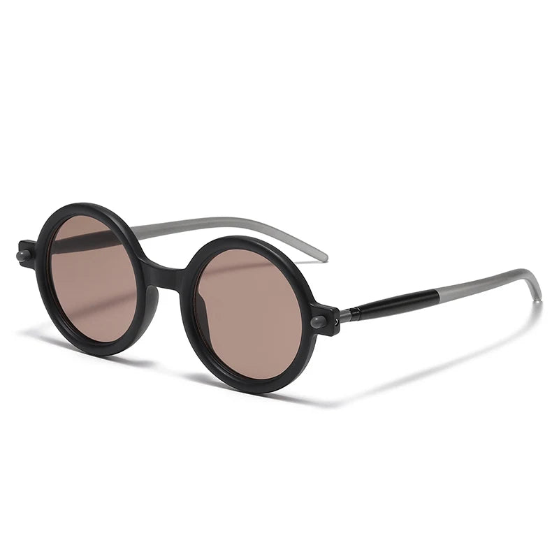 black round frame with brown lens for techno sunglasses