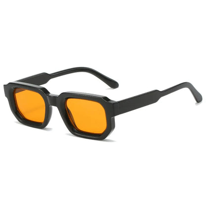 side view black rounded frame yellow lens techno festival sunglasses