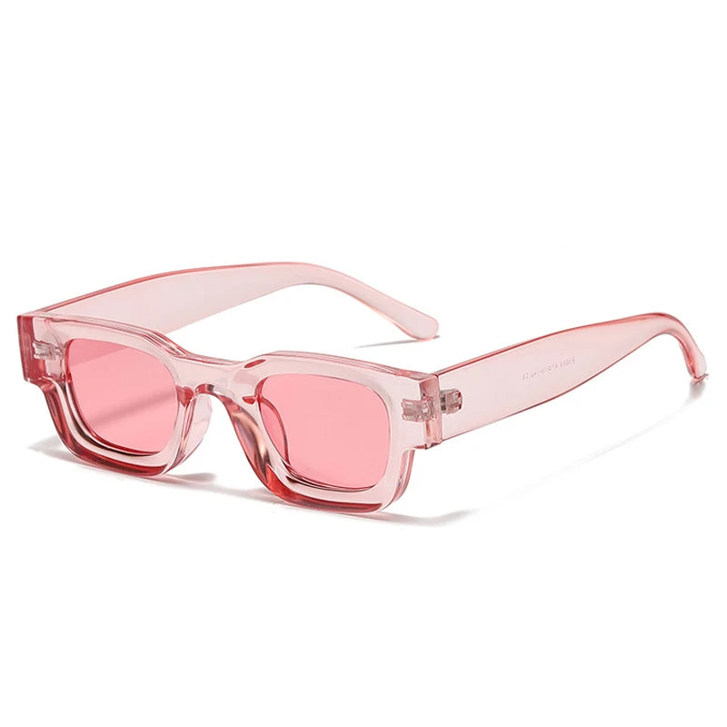 pink rounded frame with pink lens techno festival sunglasses