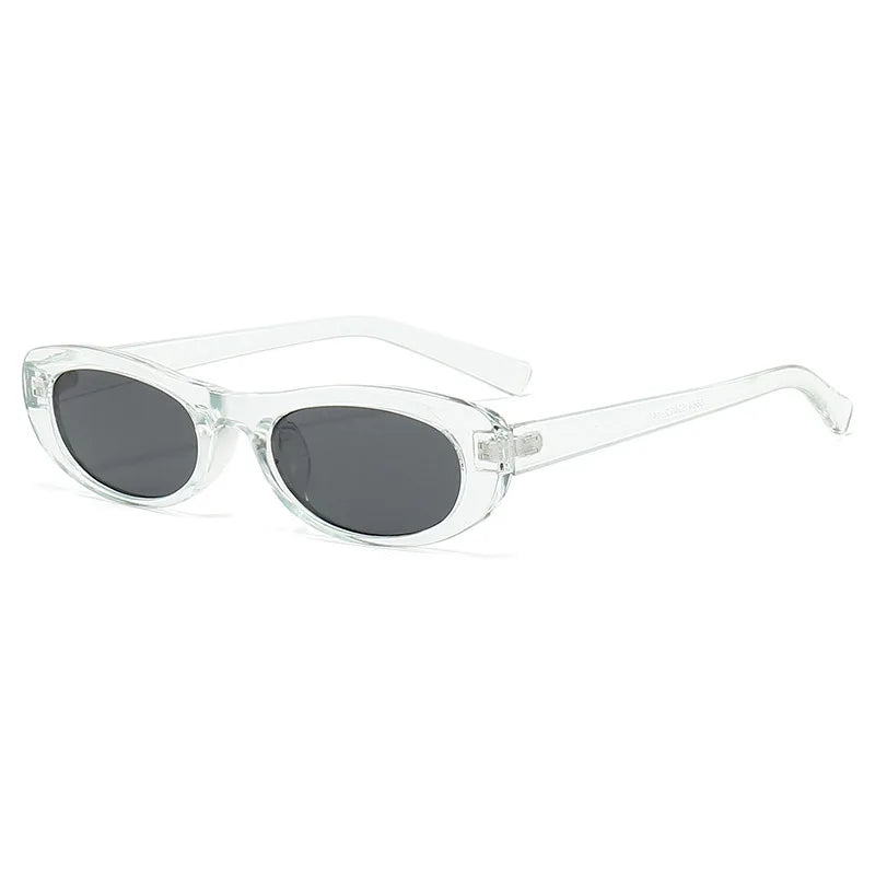 side view crystal oval frame with black lens for techno sunglasses