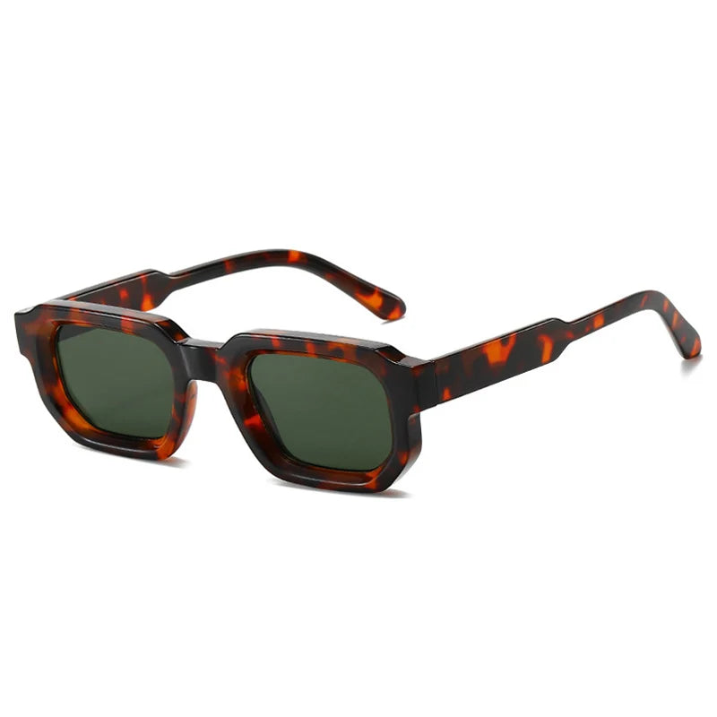 side view tortoise rounded frame dark green lens techno festival sunglasses