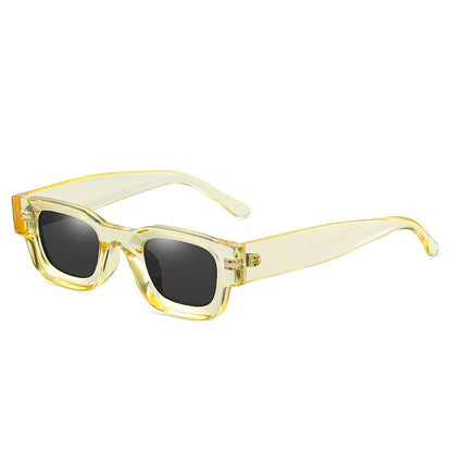 light yellow rounded frame with black lens techno festival sunglasses