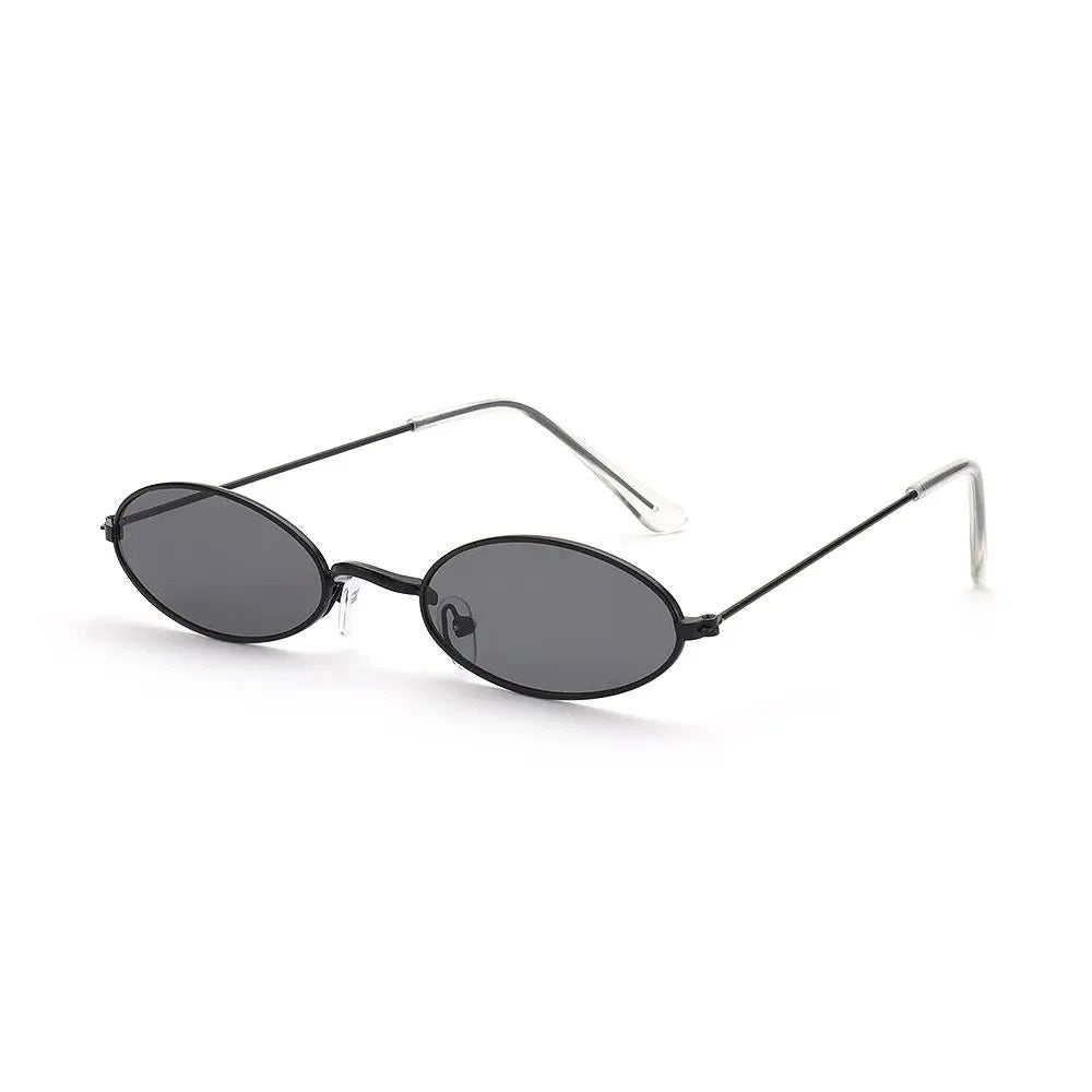 black oval frame with grey lens techno sunglasses