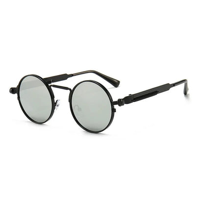 Black round frame and grey lens techno sunglasses