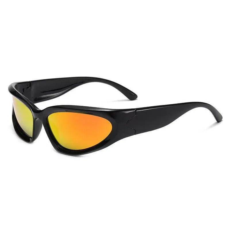 black oval frame with yellow lens techno sunglasses