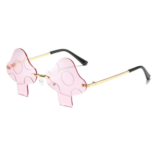 pink mashroom shape frame trippy sunglasse for techno rave