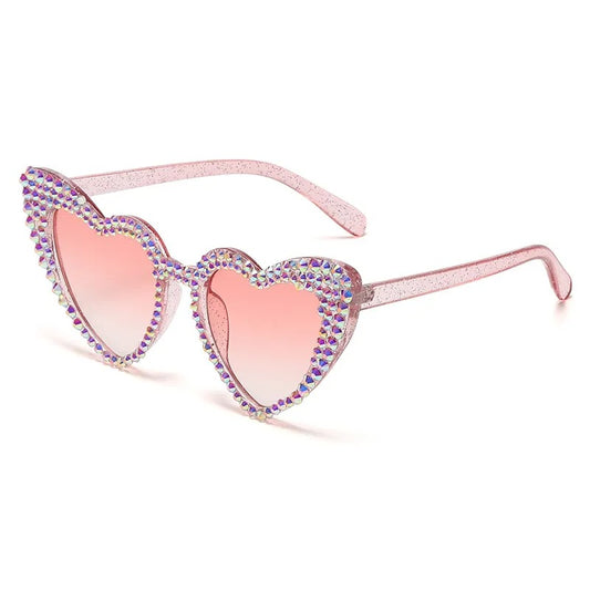 pink rhinestone heart sechno sunglasses