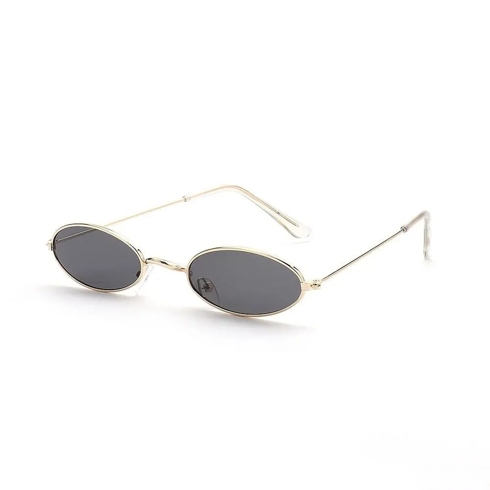 gold oval frame with grey lens techno sunglasses