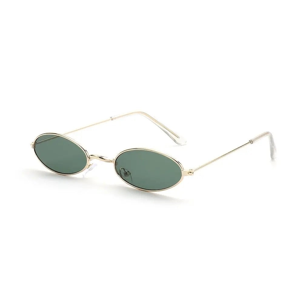 gold oval frame with green lens techno sunglasses