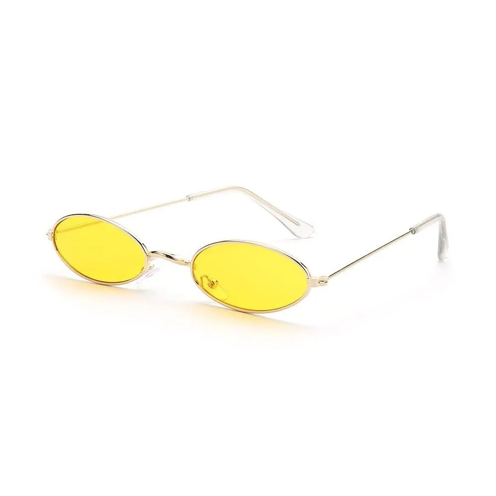 gold oval frame with yellow lens techno sunglasses