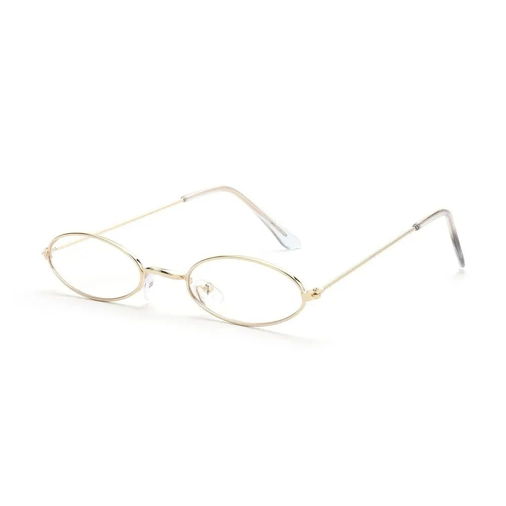 gold oval frame with clear lens techno sunglasses