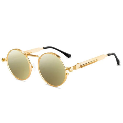 gold round frame and yellow lens techno sunglasses