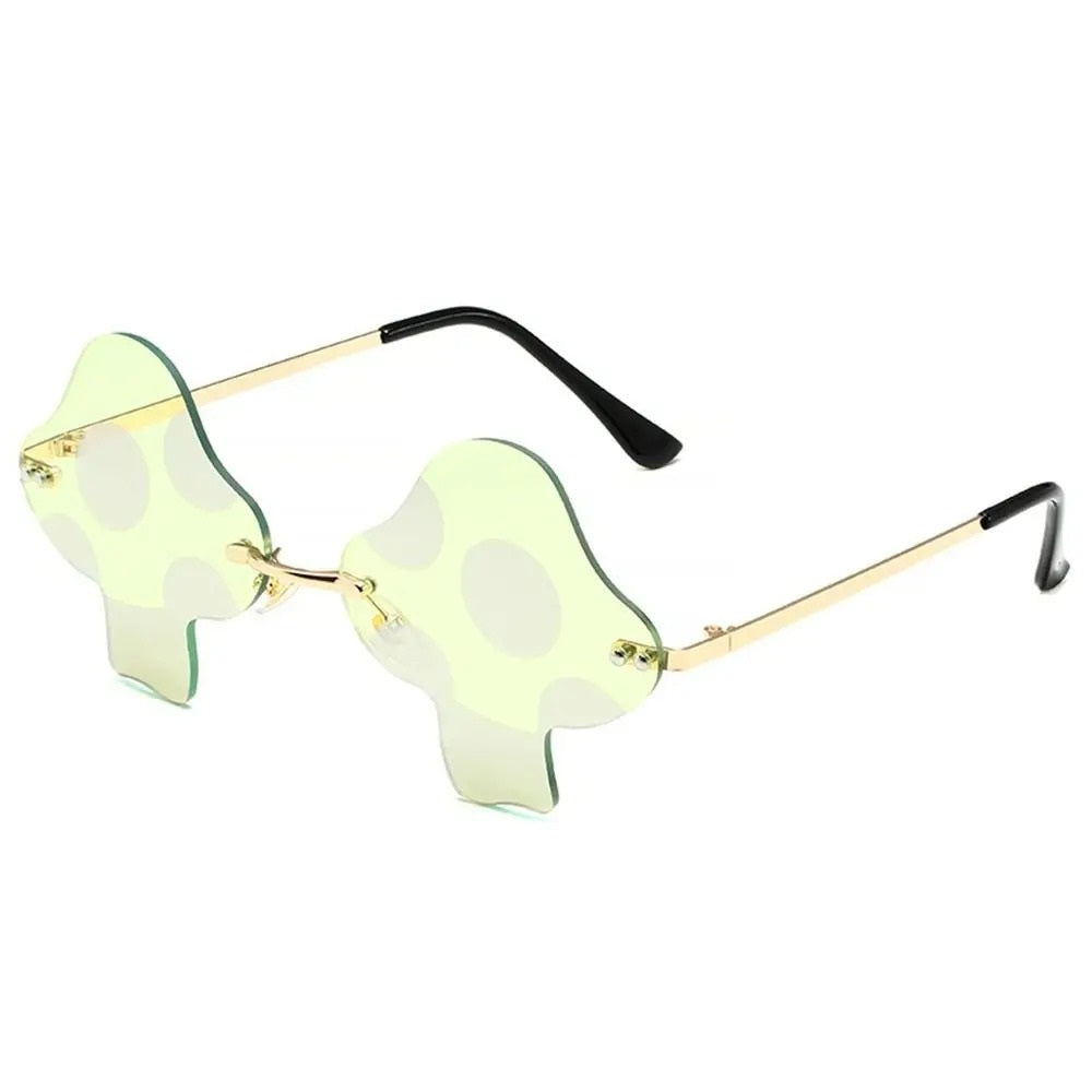 light yellow mashroom shaped frame techno sunglasses