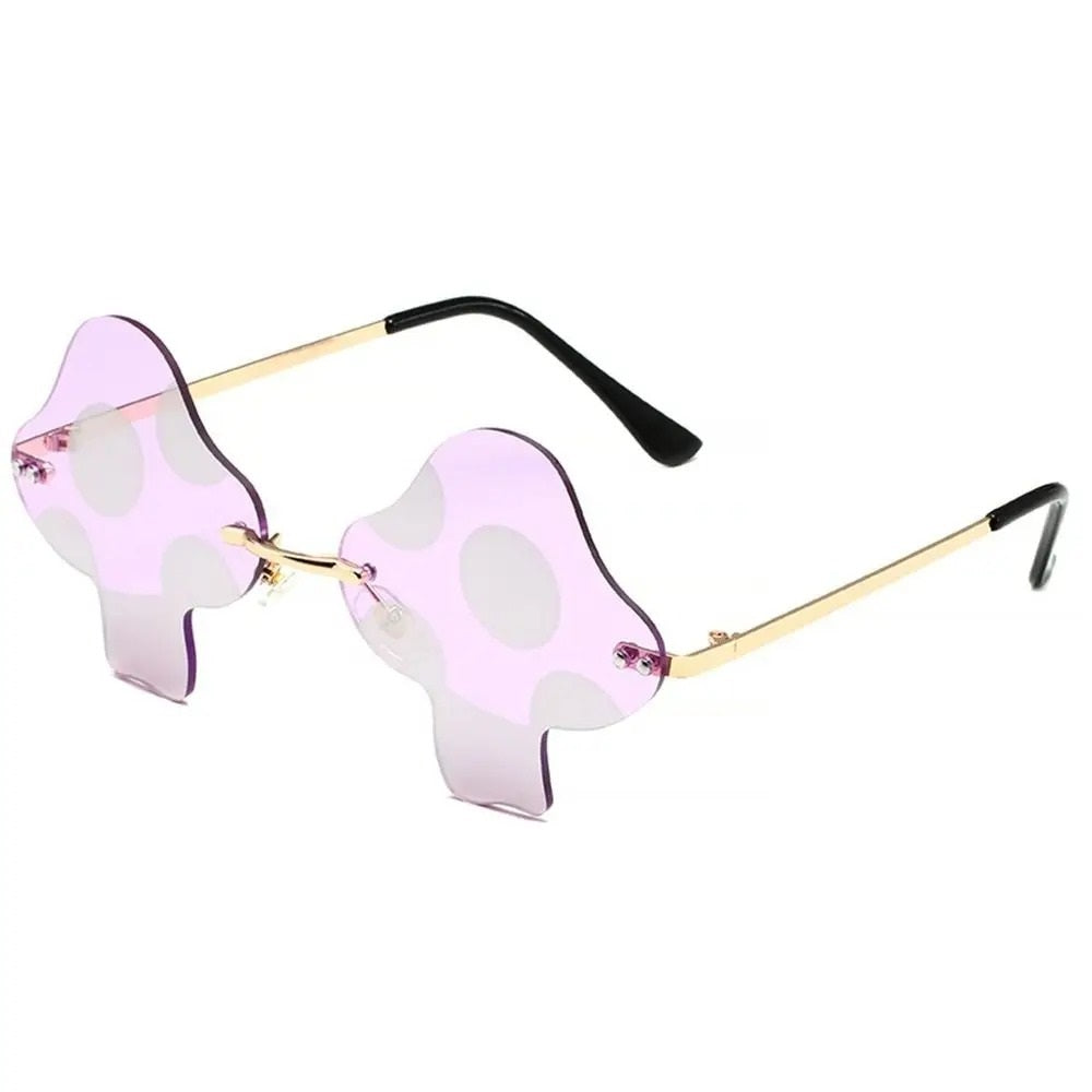 light pink mashroom shaped frame techno sunglasses