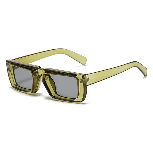 side view light green rectangular techno sunglasses