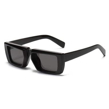 side view black rectangular techno sunglasses