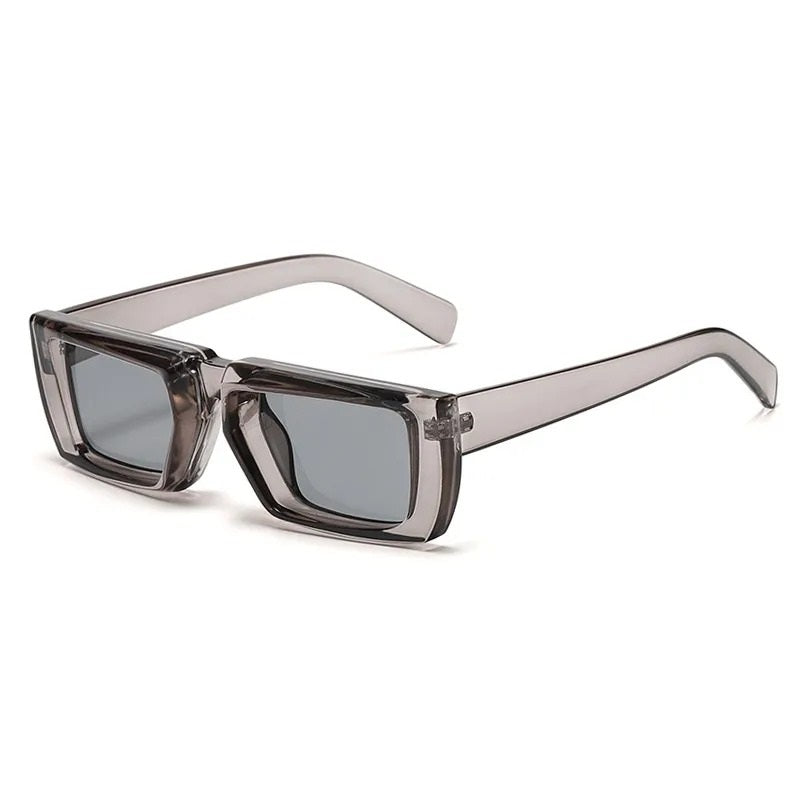 side view light grey rectangular techno sunglasses