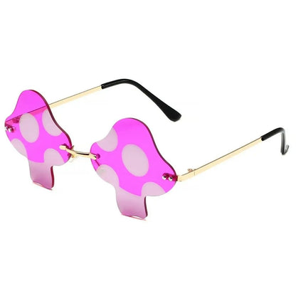 pink mashroom shaped frame techno sunglasses