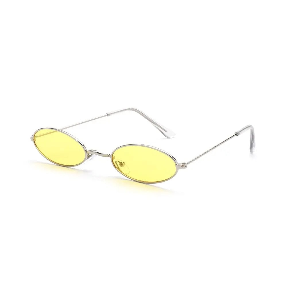 silver oval frame with yellow lens techno sunglasses