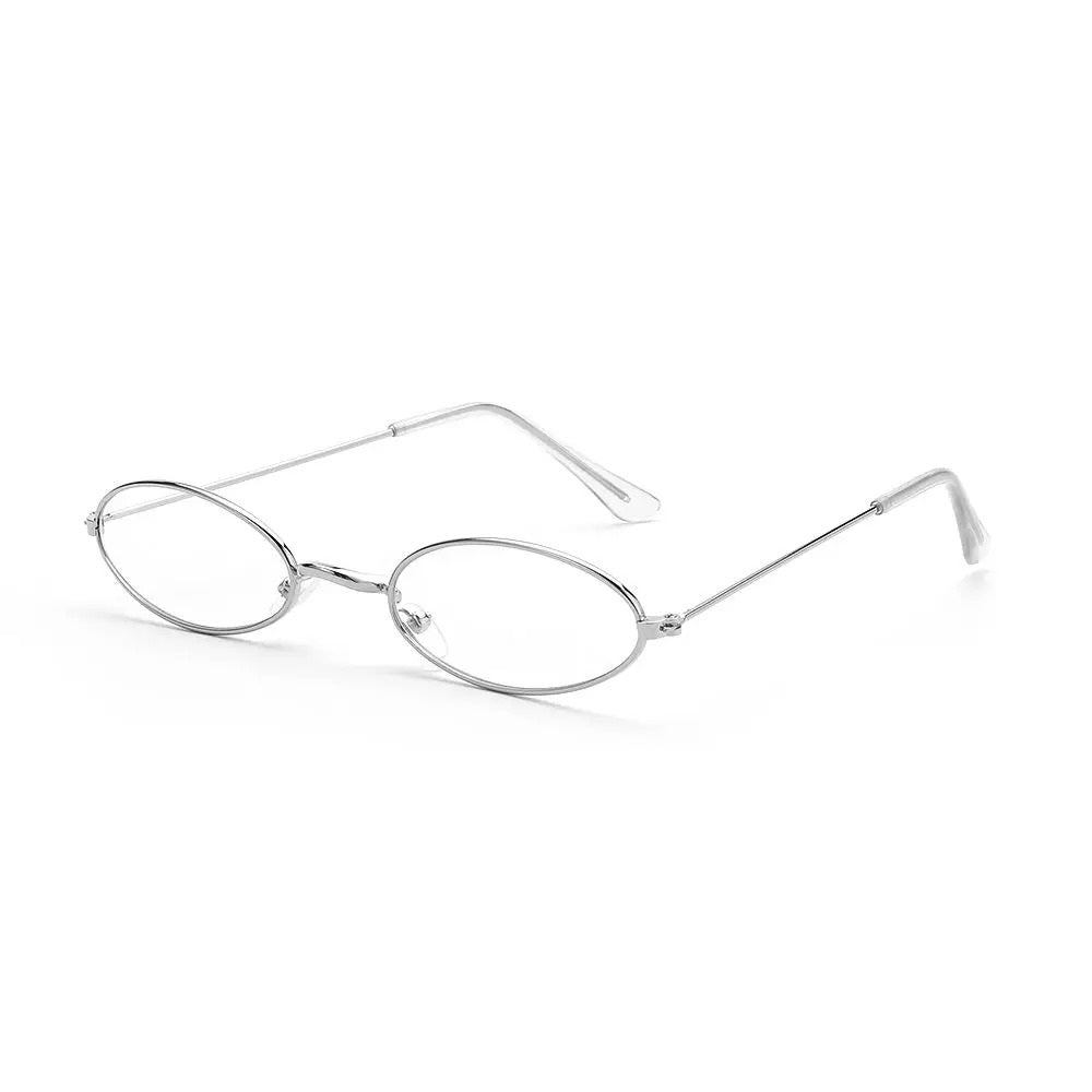 silver oval frame with clear lens techno sunglasses