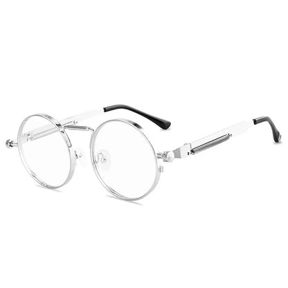 silver round frame and clear lens techno sunglasses