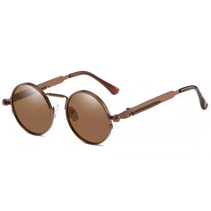 brown round frame and brown lens techno sunglasses