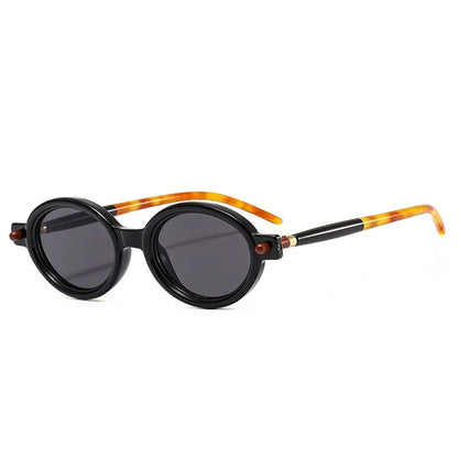 black oval frame with black lens for techno sunglasses