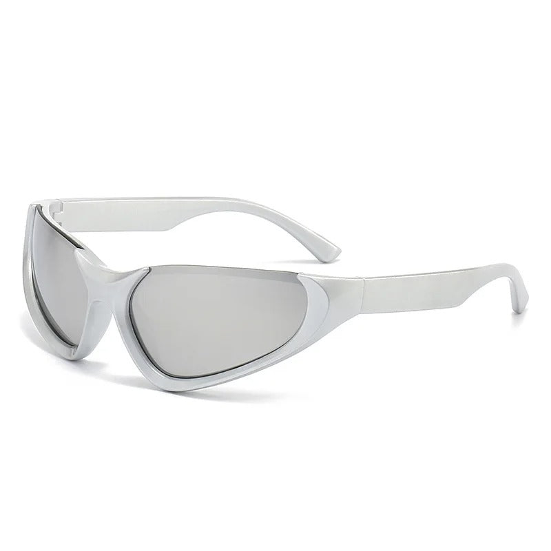 silver frame with silver lens techno sunglasses