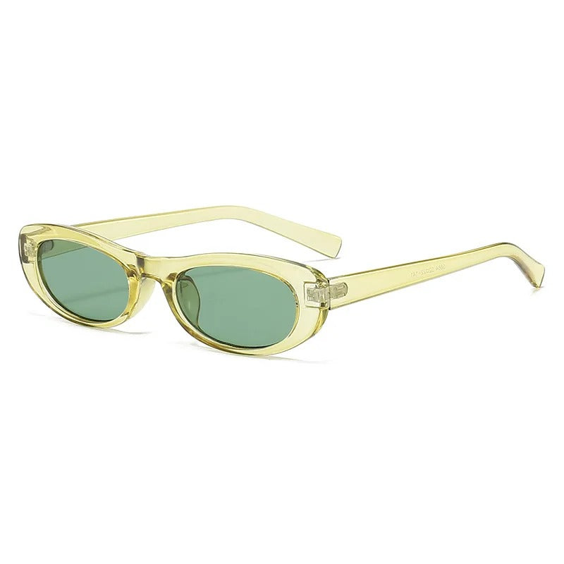 side view light green oval frame with green lens for techno sunglasses