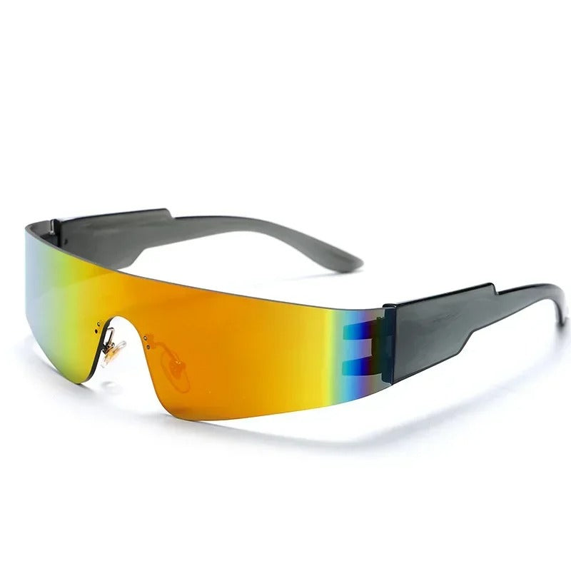 multicolor visor and grey frame techno sunglasses