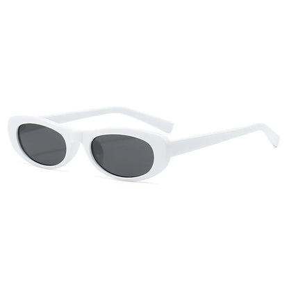 side view white oval frame with black lens for techno sunglasses