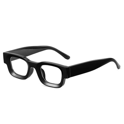 black rounded frame with clear lens techno festival sunglasses