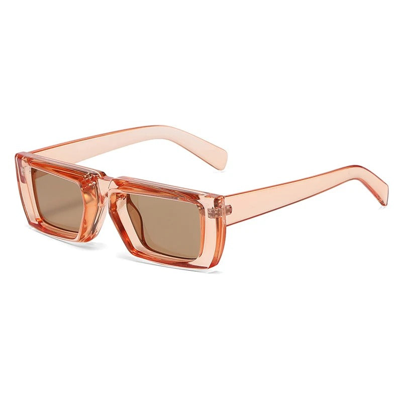 side view light brown rectangular techno sunglasses