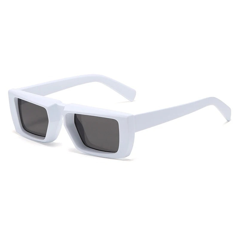 side view white rectangular techno sunglasses