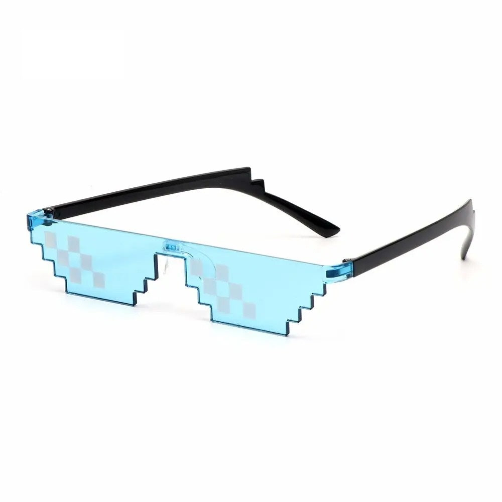 blue pixel frame trippy sunglasses