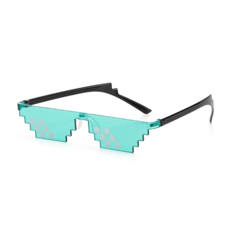 Green pixel frame trippy sunglasses