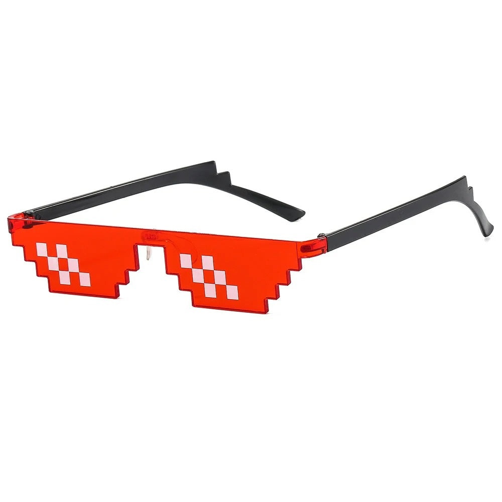 Red pixel frame trippy sunglasses